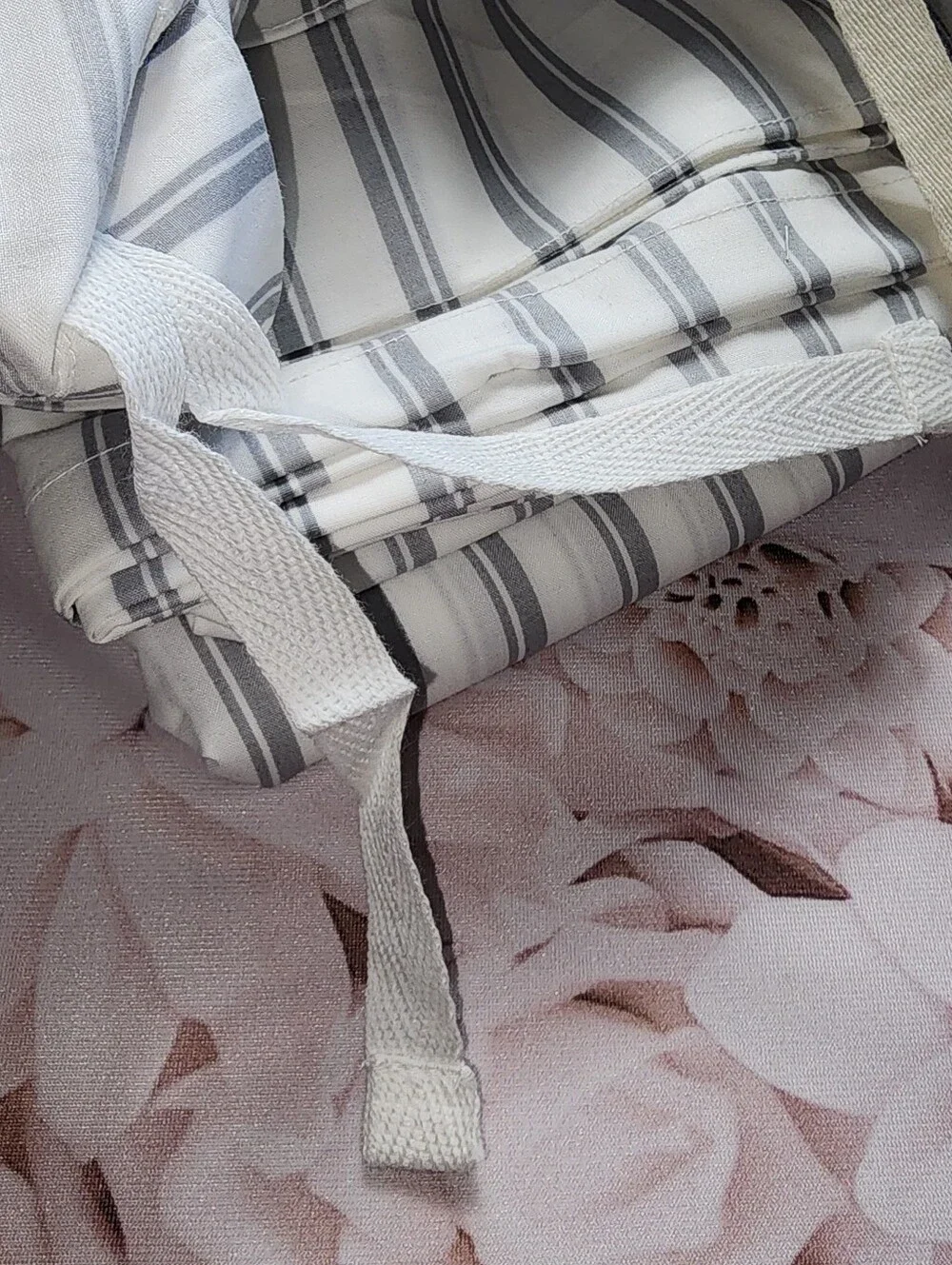 NEW! Berkshire 100% Organic Percale Cotton Duvet Set Full/Queen - Grey Stripes